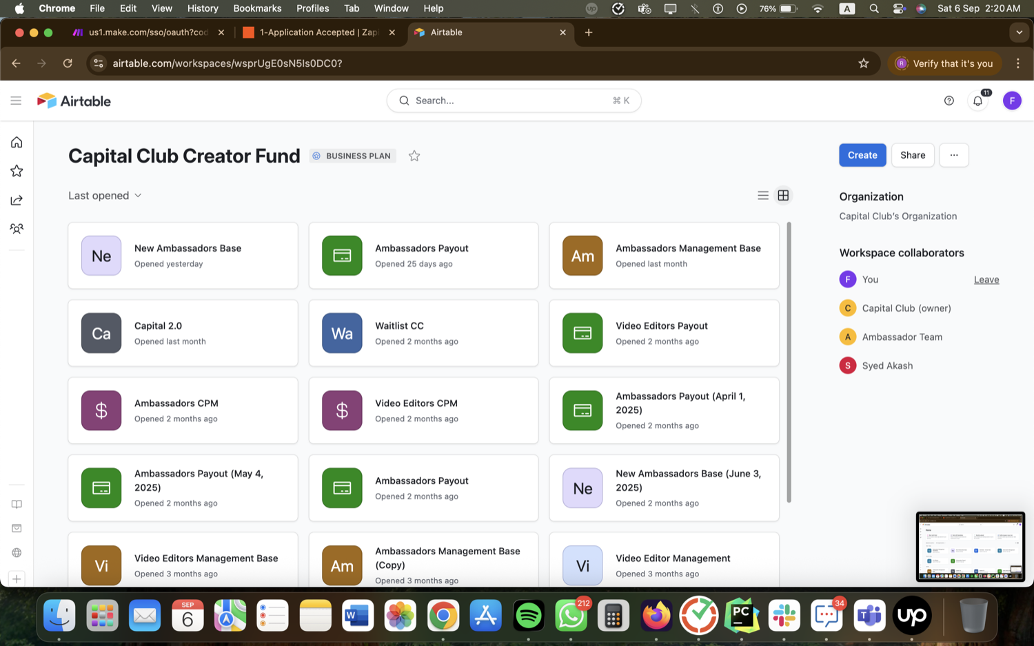 Creator Ambassador Program Ops - Airtable, Make.com & Zapier screenshot 2